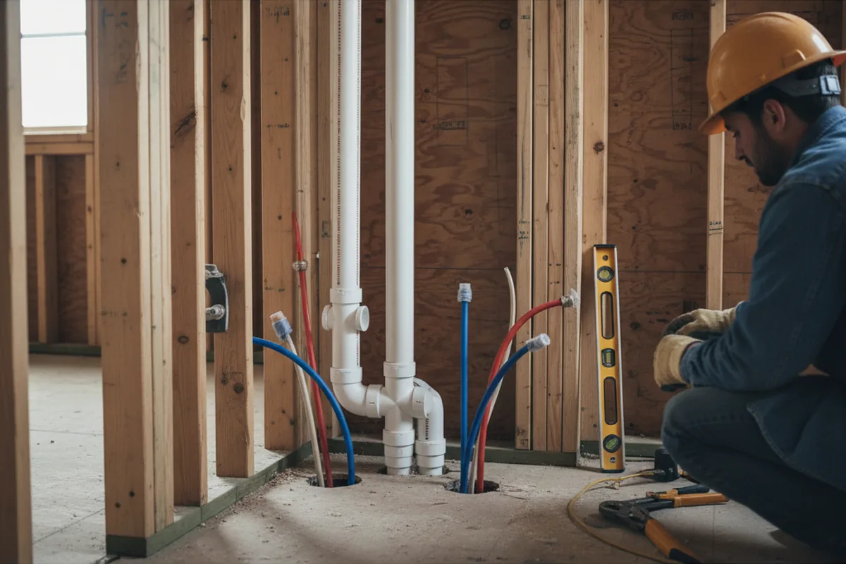 Drain and supply rough-in during Leak Detection in South Orange
