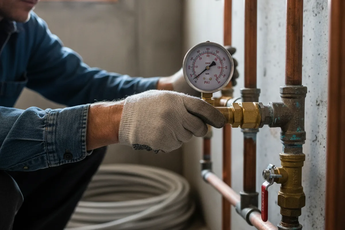 Pressure testing a repaired line during Water Line Repair in South Orange